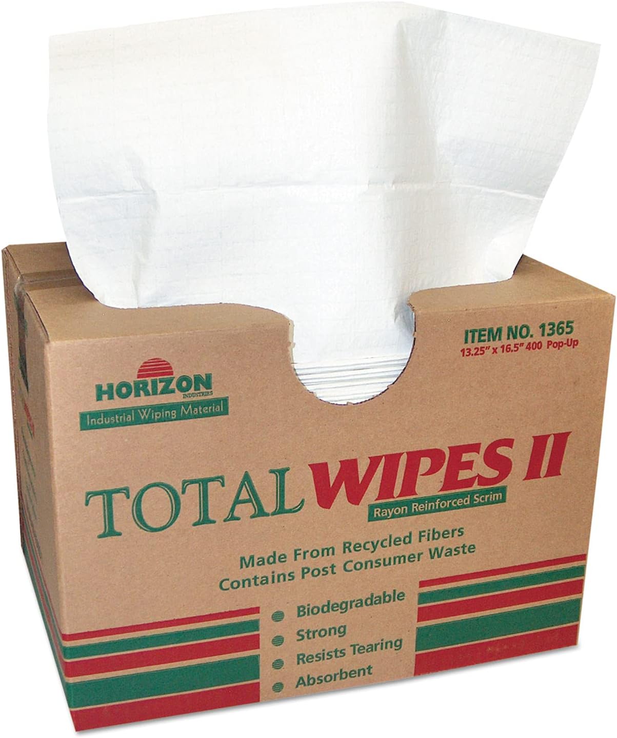 "Total Wipes II Cleaning Towel - 4 Ply Medium-Duty - 13-1/4"" x 16-1/2""", White (1365)