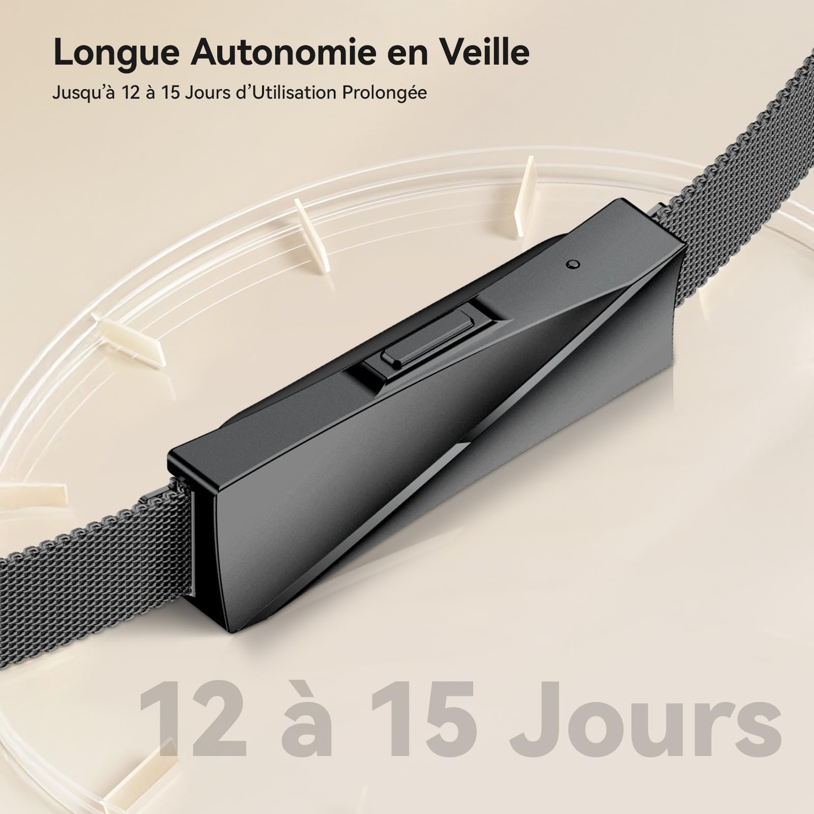 Smart Fashion Bracelet Connecté sans Écran, Smartwatch Fitness Tracker avec Suivi 24/7 Activité, Sommeil & Fréquence Cardiaque, Modes Multisports, Autonomie 15 Jours IP68 (Noir)