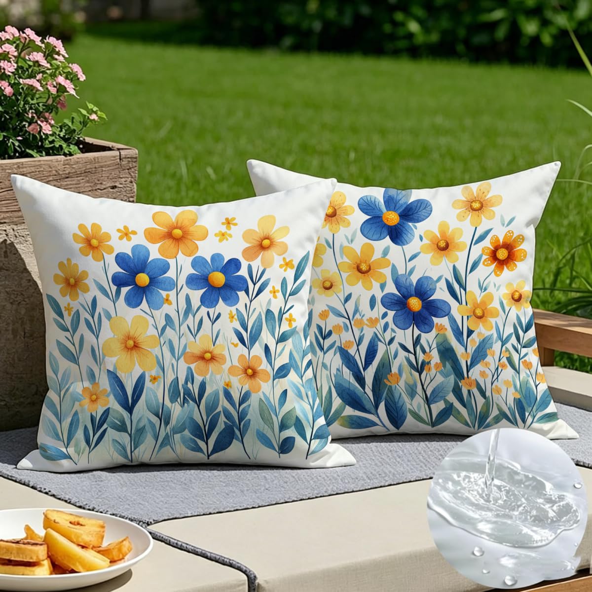 Fermeture éclair invisible housse de coussin 45x45 en lin lot de 2