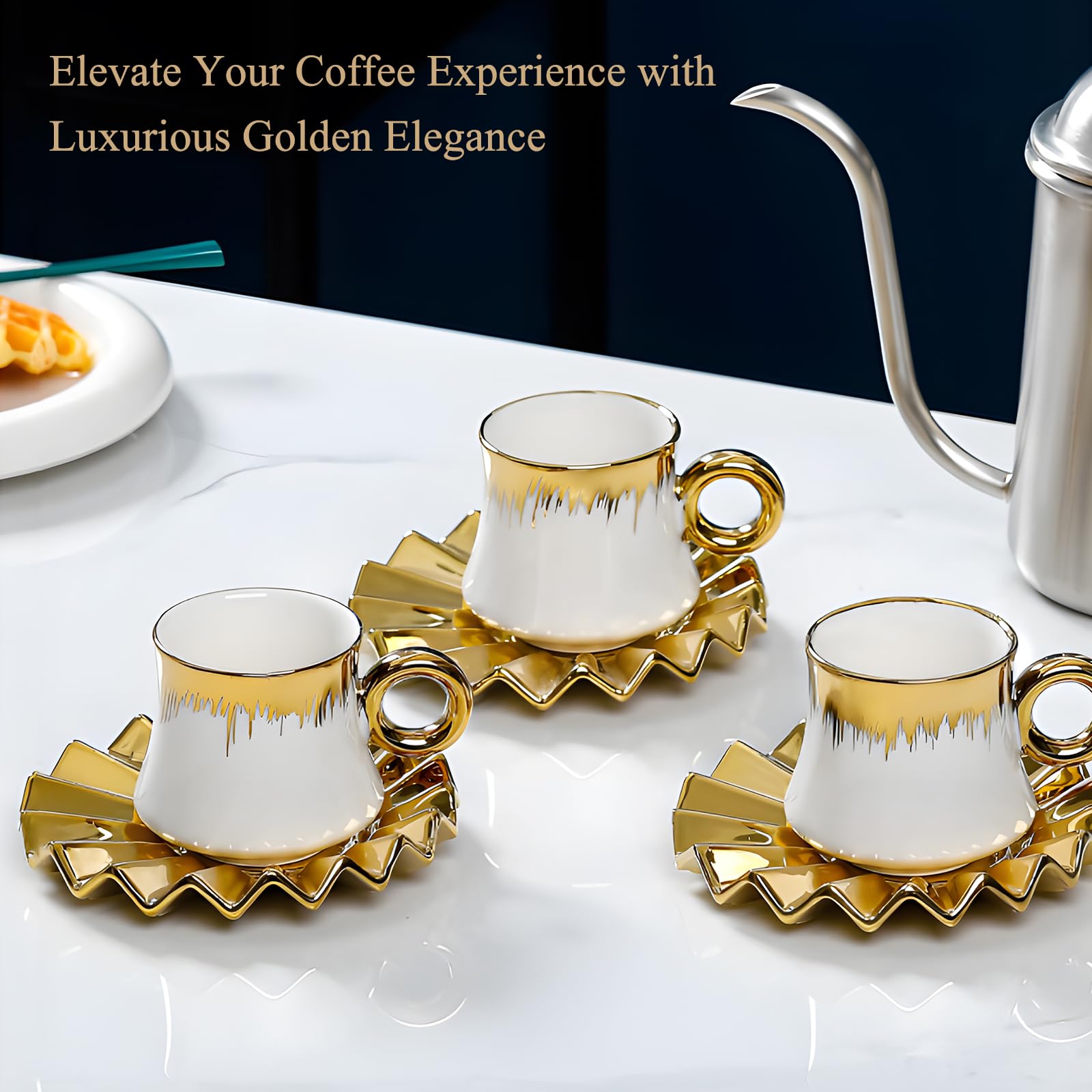 6PCS Service à thé en porcelaine européenne, service à café en céramique 100 ML avec tasses et sous-tasses, service à thé pour l'après-midi, service à thé boutique en porcelaine, service à café, boîte