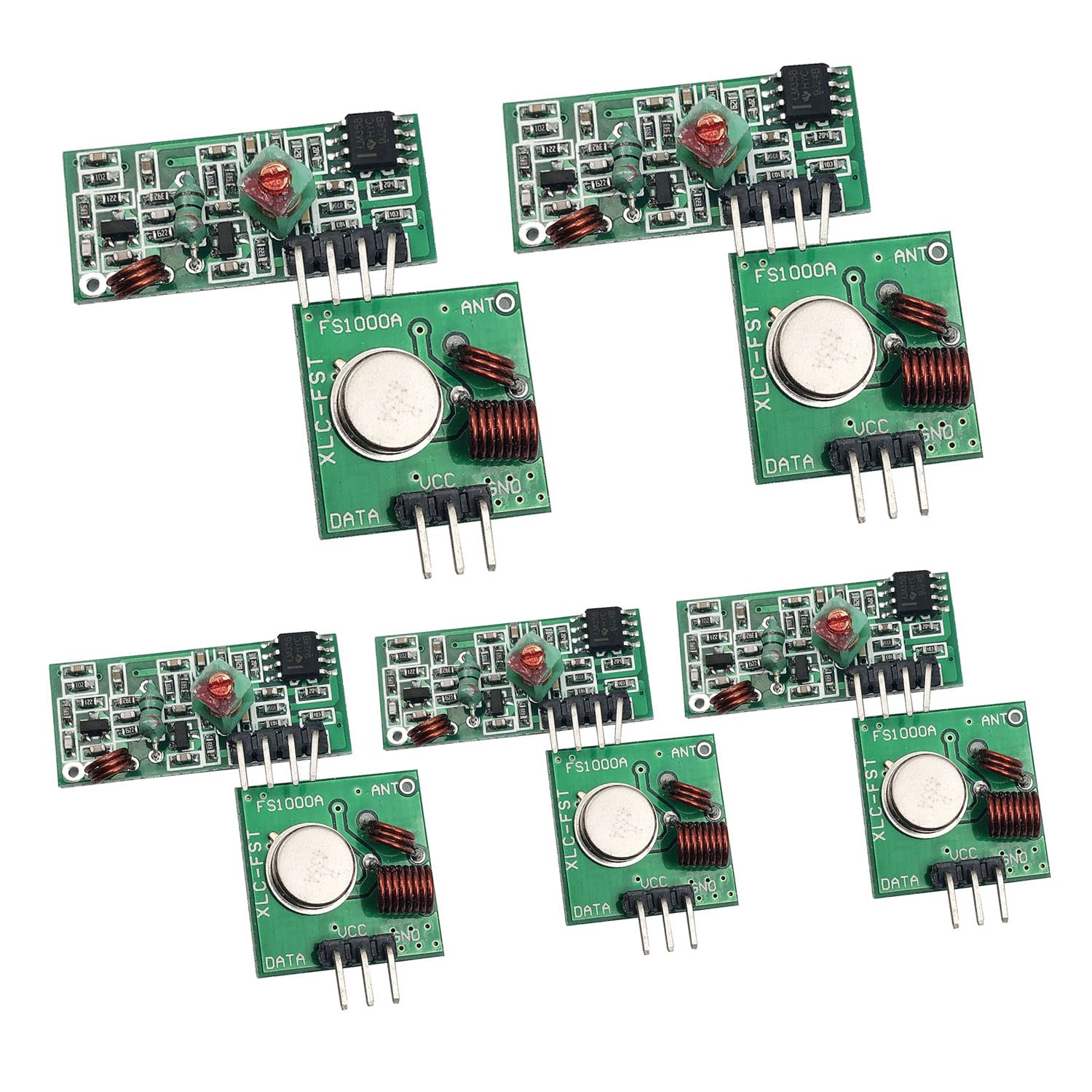 FainWan 5 Sets 433M Transmitter + Receiver Kit High Frequency Super Regenerative Transceiver Module Compatible with Burglar Alarm