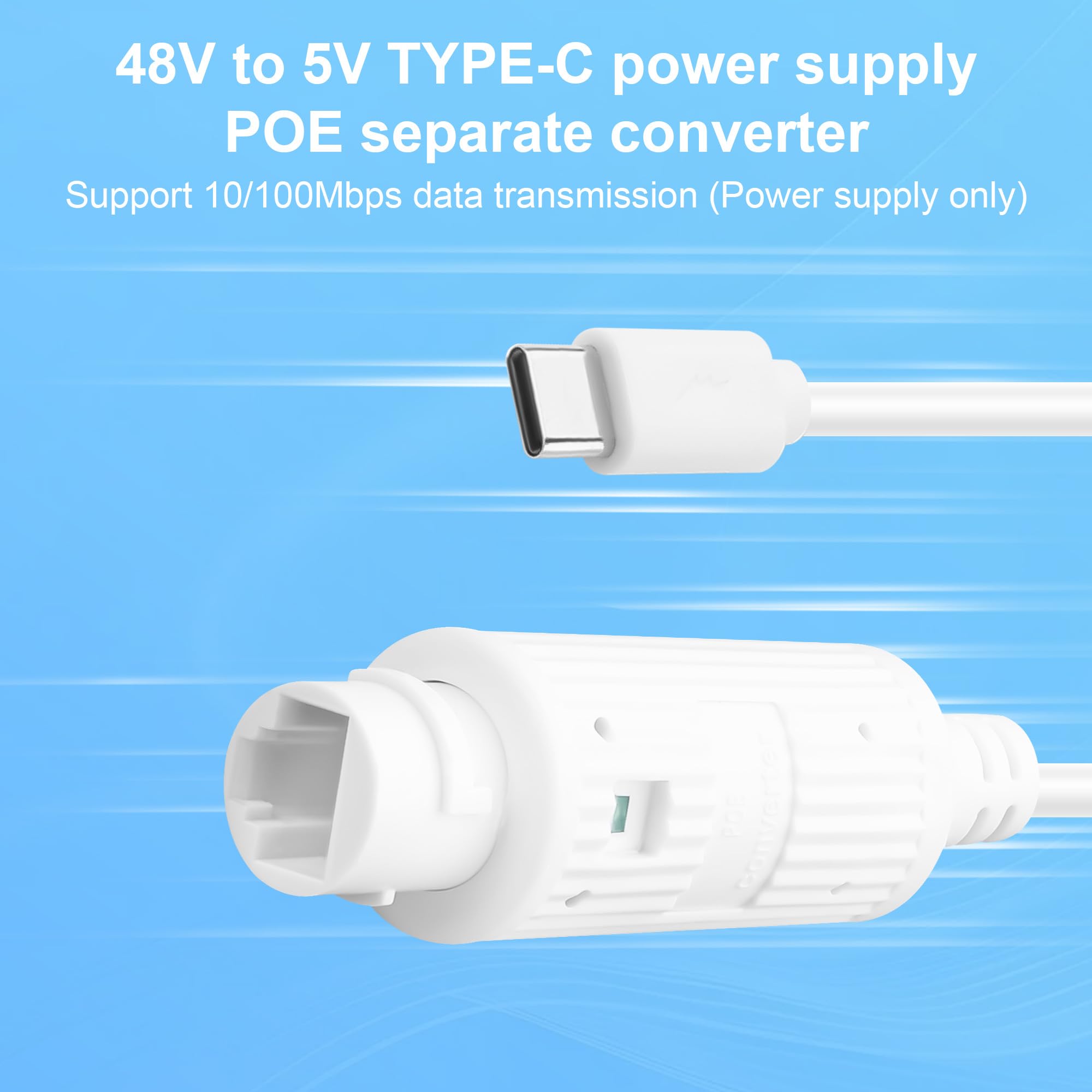 POE to USB C Power Converter,Ethernet to Type C 5V 2.4A 12W Charging Adapter,IP65 Waterproof for Security Cameras,Tablets IEEE802.3Af/At(No Data is transmitted, only Power is transmitted) — view 7