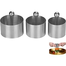 Stainless Steel Cake Ring Set of 3 Professional Round Ring Mold with Press, Small Pastry Baking Molds & Metal Cookie Rings for Mousse Desserts