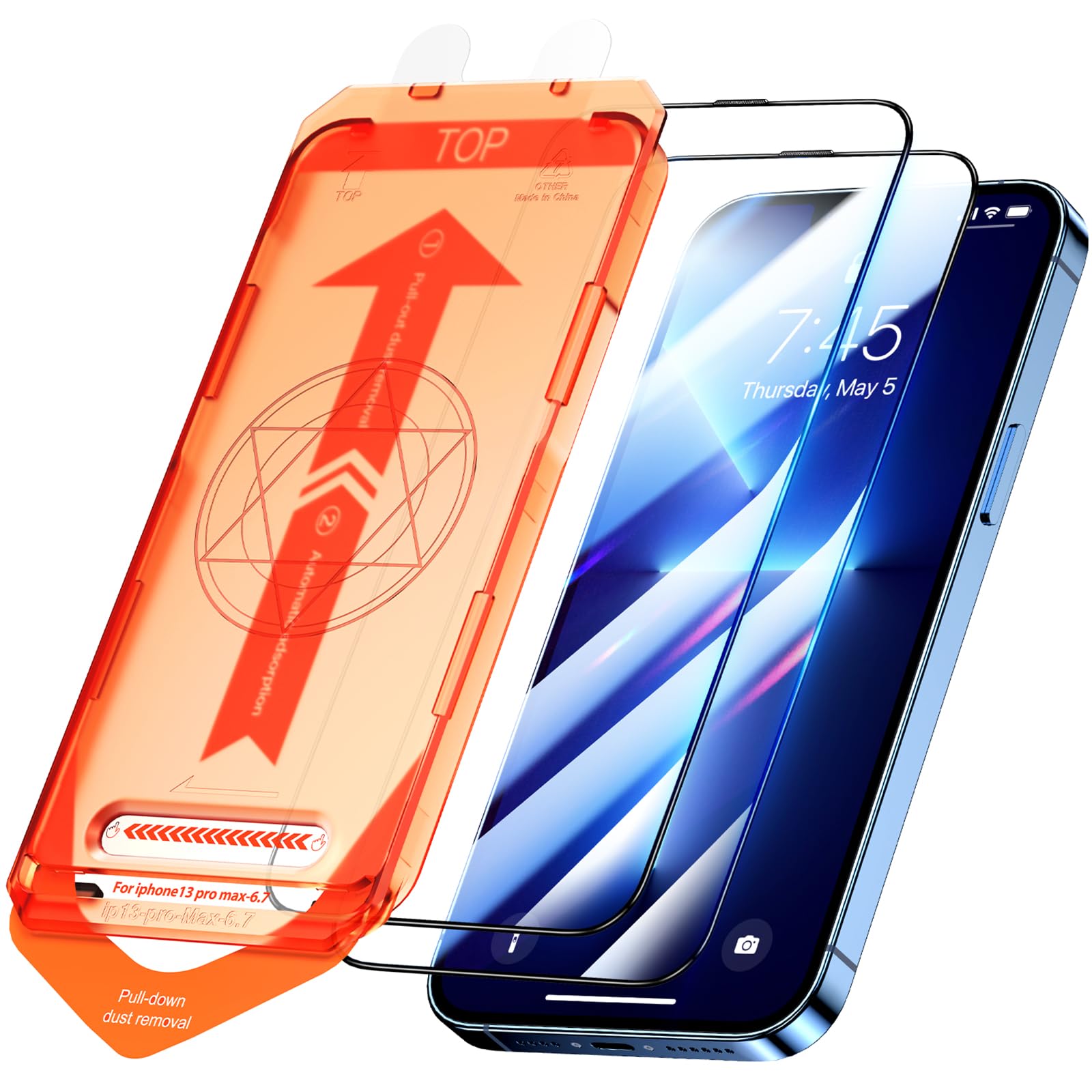 UniqueMe for iPhone 13/13 Pro/14 Screen Protector - [Military Grade Shatterproof & 9H+ Hardness] Screen Protector 14 Tempered Glass Full Coverage Protection, Easy Installation, 2 Packs