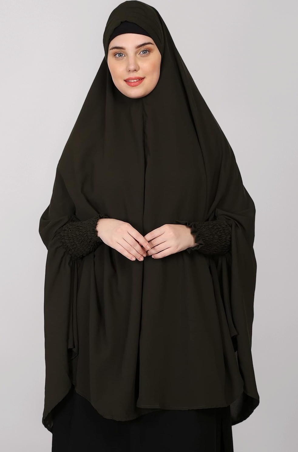 Women Stretchable Jersey Smoking Sleeve Jilbab Cum Prayer khimar Hijab (Free Size)