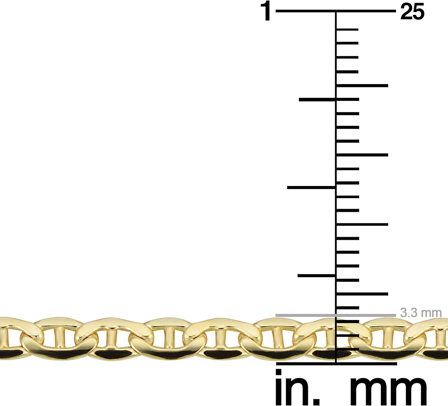 Kooljewelry 14k Yellow Gold Filled 3.3 mm Mariner Link Necklace (18, 20, 22, 24, 30 or 36 inch) - Image 3