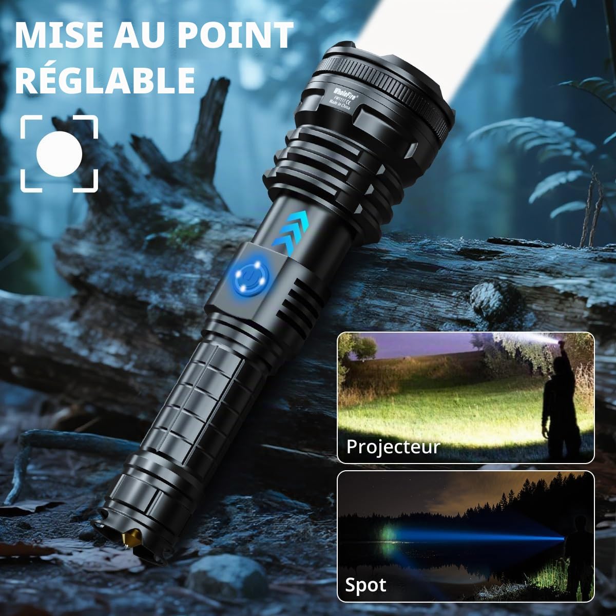 Lampe torche LED rechargeable de 90000 lumens,lampe torche | XHP160 puissante super,zoomable,étanche,5 modes USB pour camping,randonnée,plein air,urgence