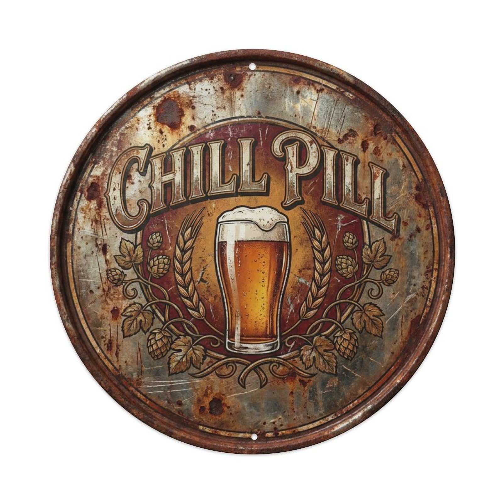 Fyrn Style Metal Tin Sign Vintage Beer Breweriana Chill Pill Retro Bar For Pub