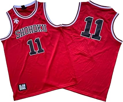 Amazon スラムダンク10 桜木花道11 流川楓 るかわ かえで Kaede Rukawa さくらぎはなみち Hanamichi Sakuragi 男性女性のためのバスケットボールジャージー 快適な通気性メッシュ刺繍トップ Red 11 Xl Xmym バスケットボール