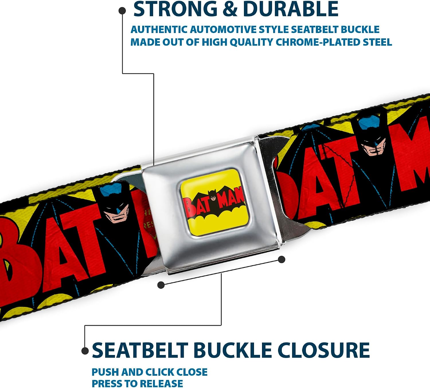 Buckle-Down Men's Seatbelt Belt Kids, Classic Issue # Robin/Batman Cover Pose Yellow/red, 1.0" Wide-20-36 Inches
