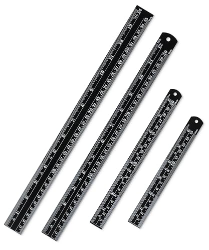 Miniatura 20 de Mr. Pen Reglas de acero, 6, 8, 12, 14 pulgadas, reglas de metal, paquete de 4