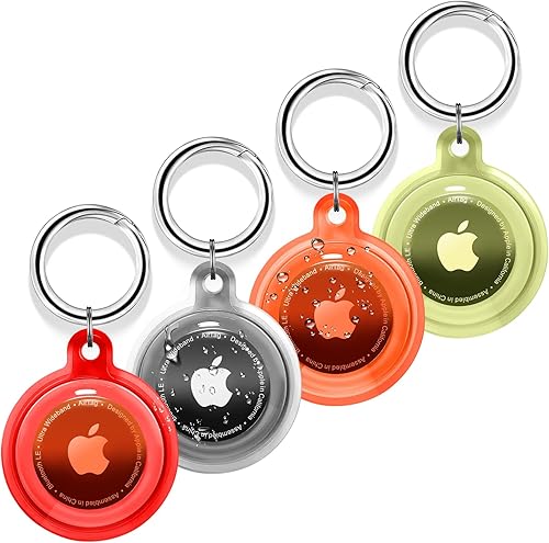 Paquete de 4 soportes para Airtag, funda impermeable para Apple AirTag con llavero, a prueba de golpes y polvo para rastreo de mascotas, bolsos,