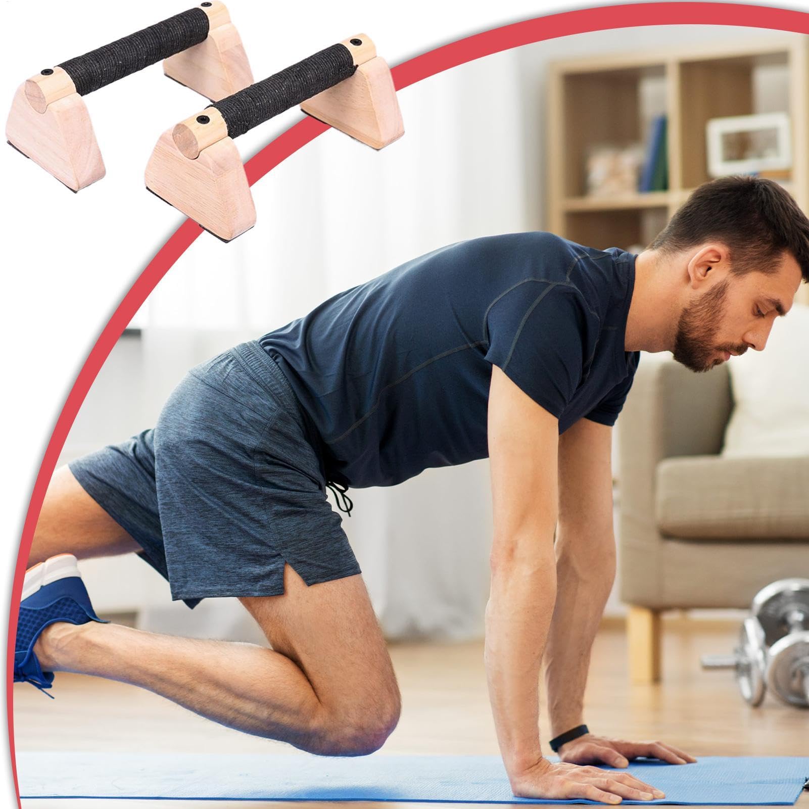 Parallettes En Bois - Bars Push Up For Men | Barres Push Up En Bois Avec Coussinet Anti-guidon | Parallettes Gère L'équipement D'entraînement À Domicile Pour Les Hommes D'entraînement En Force, Les Pl
