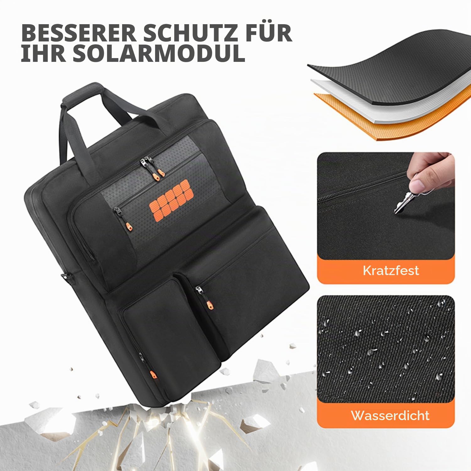 Tragetasche kompatibel mit Jackery SolarSaga 100W 200W 200W Bifacial Portable Solar Panel, Reise-Aufbewahrungstasche für 2 Akku-Panels mit Taschen für Ladekabel und Zubehör