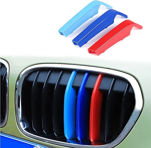 3 adornos de rejilla de automóvil, adornos decorativos de malla para parrilla delantera del automóvil, tiras de tres rejillas de color M, moldura de