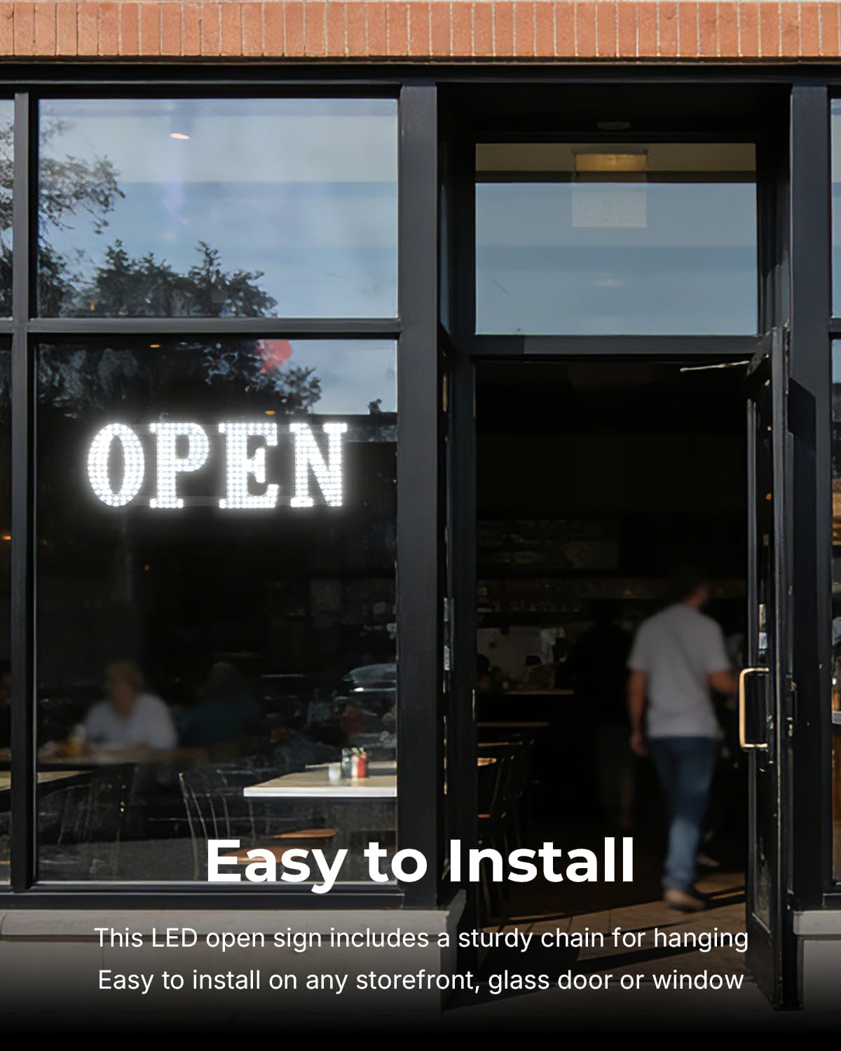 Open Sign for Business, 30"x10" Jumbo Open Sign with Timer and Remote Control, Dynamic Light Modes Led Signs for Storefront Window Bar Salon Cafes Retail Shops White