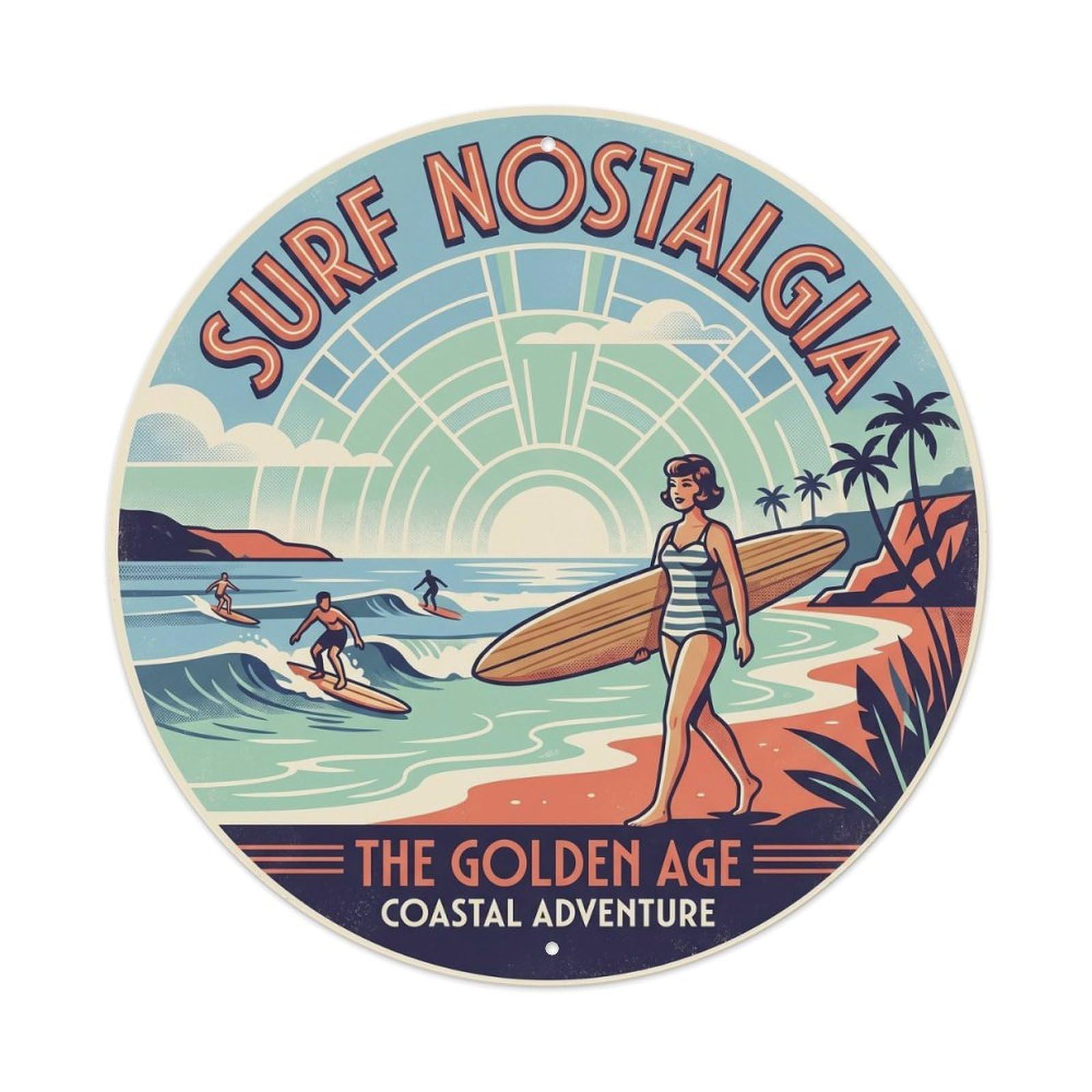 Surf Hawaii Travel Coast Break Big Wave Beach Metal Tin Sign