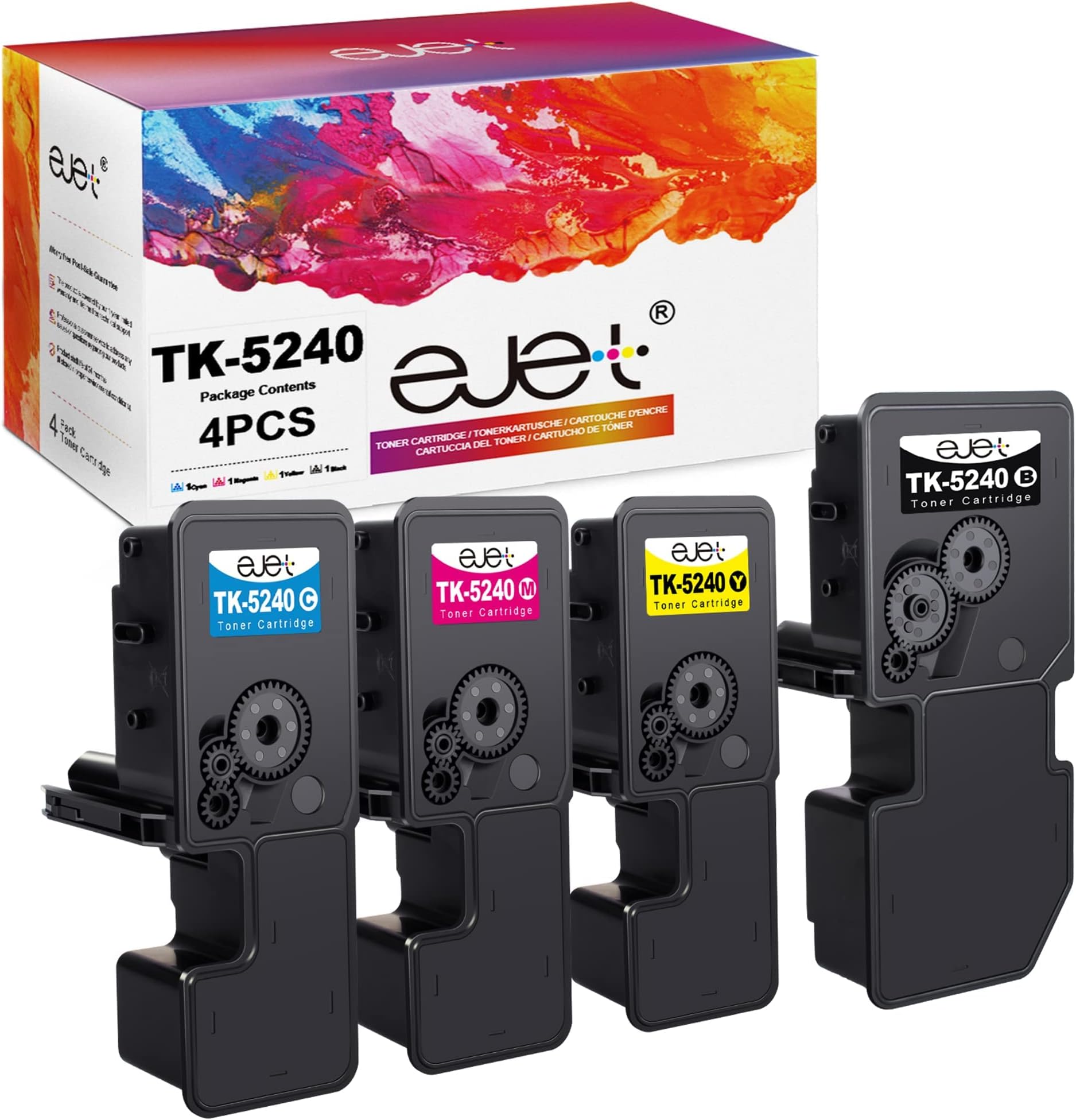 TK-5240 Toner Compatible for Kyocera TK 5240 TK5240 for Ecosys M5526cdw M5526cdn P5026cdw P5026cdn (Black Cyan Magenta Yellow, 4-Pack)