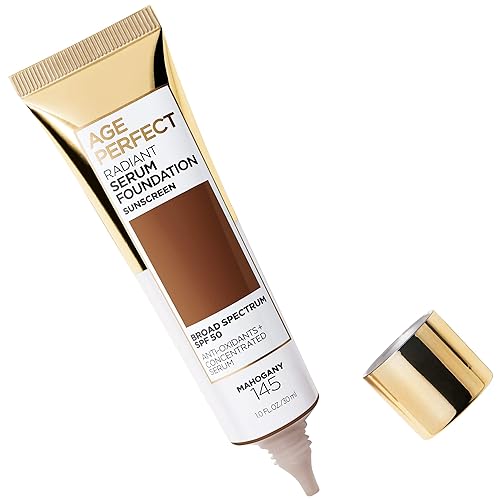 Miniatura 2 de L'Oreal Paris Age Perfect Base de Suero Radiante Foundation con SPF 50, caoba, 1 onza