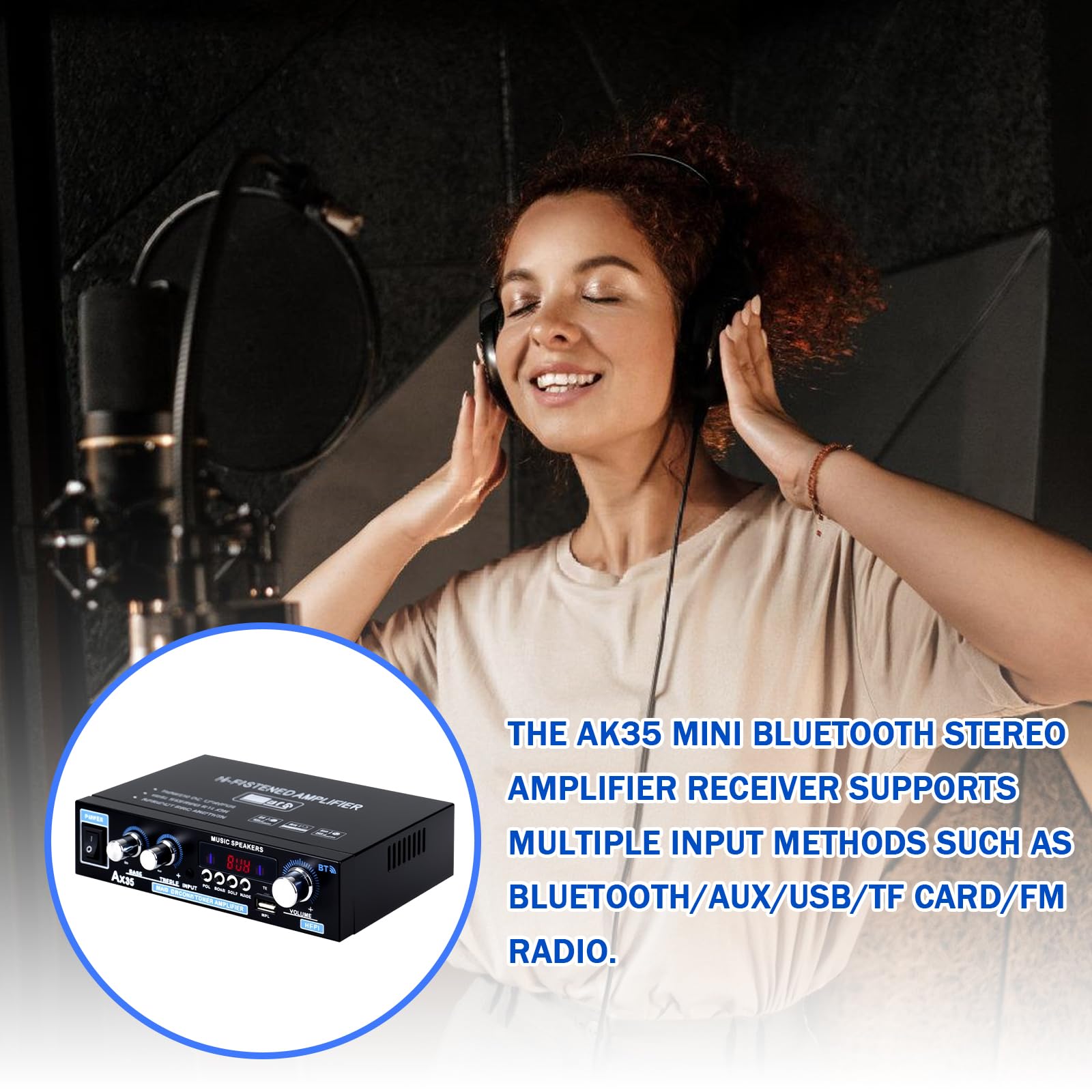 AK35 Digitalverstärker: AK35 HiFi-Verstärker, Bluetooth 5.0 Mini Verstärker, AK35 Mini Bluetooth Stereo-Verstärker Receiver, Zweikanal-Verstärker für TV, Mikrofon, Karaoke, Heimkino, Radio