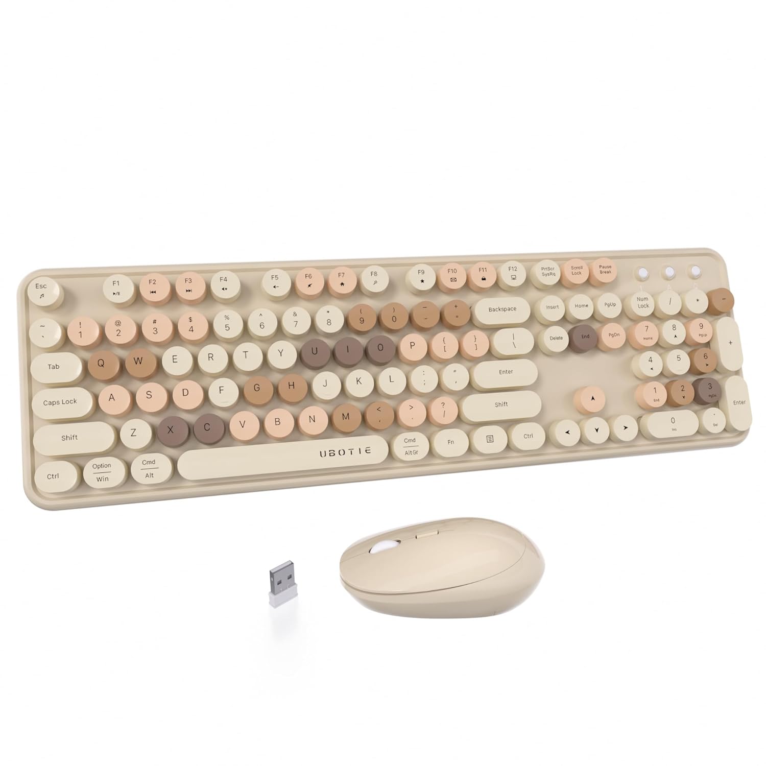 UBOTIE Colorful Computer Wireless Keyboards Mouse Combos Typewriter Flexible Keys Office Full-Sized Keyboard 2 4GHz Dropout-Free Connection and