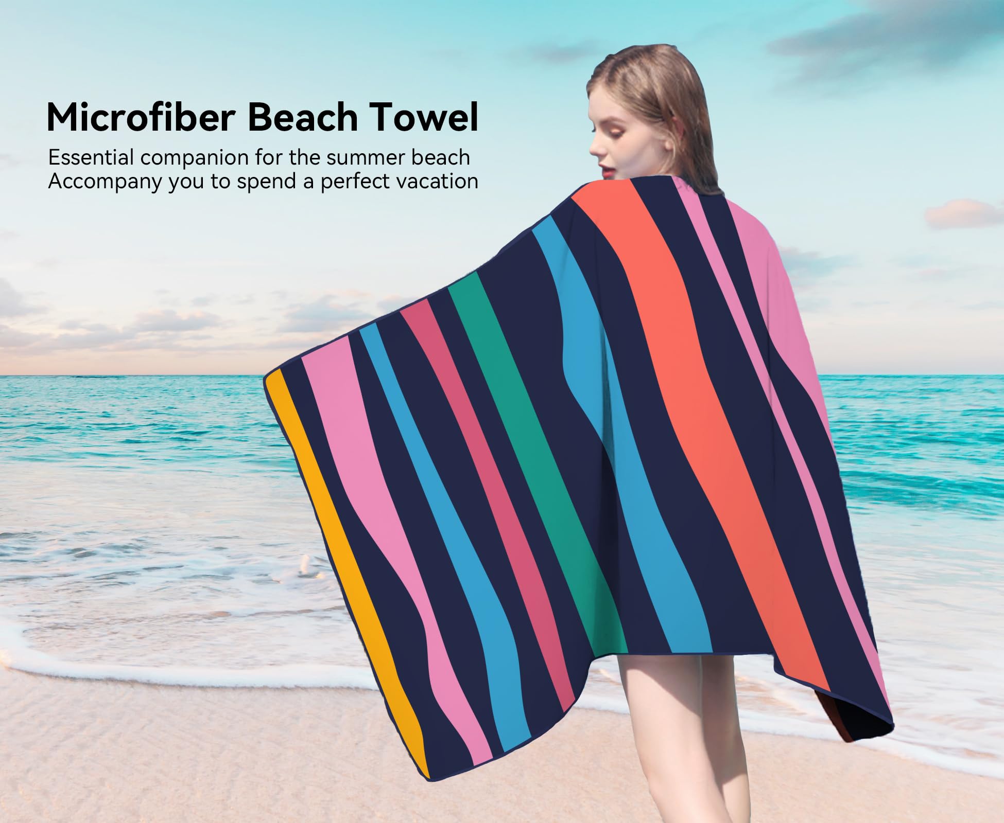 Style Slice Beach Towel Extra Large Microfibre Towel Beach Towels, Lightweight Microfibre Beach Towels for Adults, Travel Towels Quick Dry Large 180x90cm - Image 4
