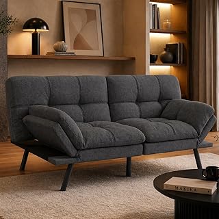 Schlafsofa 3-Sitzer Schlafcouch Paul 3in1 mit Schlaffunktion - verstellbare Armlehnen Rückenlehne Couch Sofa Liegefläche bis 273kg - Klappsofa Bettsofa Gästebett Bett Wohnzimmer (Dunkelgrau)