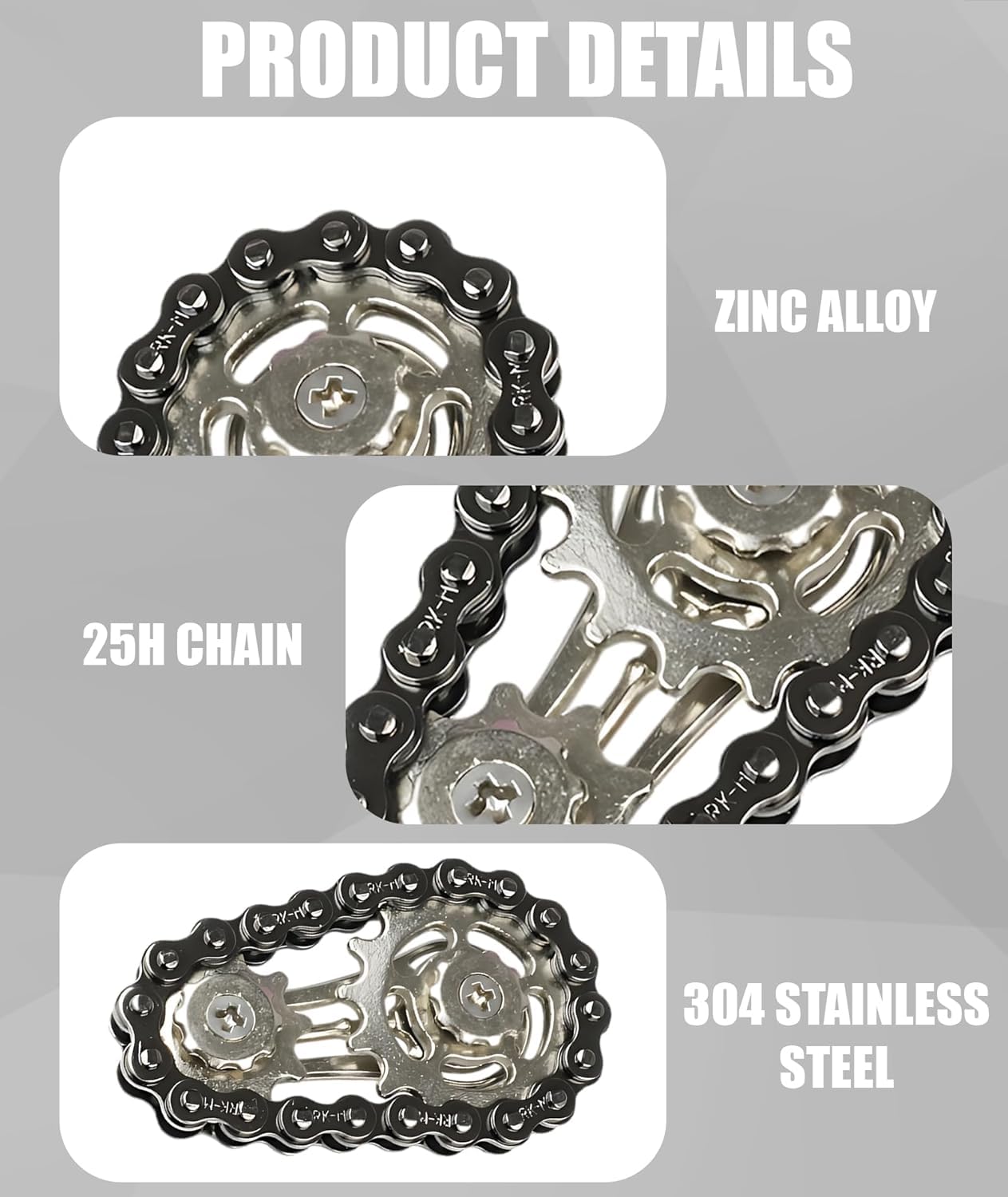 Niralasa Fidget Toys for Kids, Fidget Toys, Black Compact Toys for Kids Adults Bicycle Chain Top Stress Relief Toy Durable Portable Ages 1