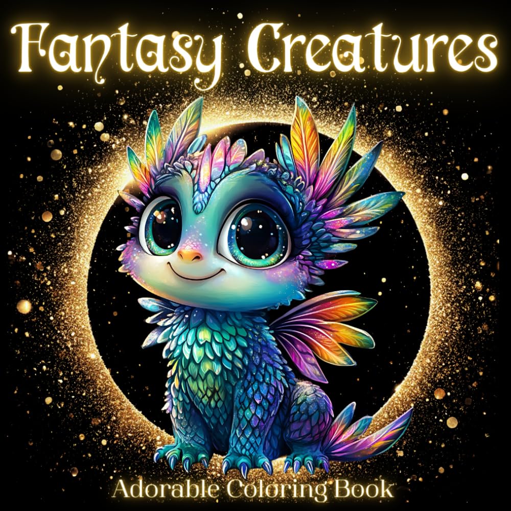 Fantasy Creatures: Relaxing Coloring Book for Adults & Teens, 60 Adorable Magical Creatures
