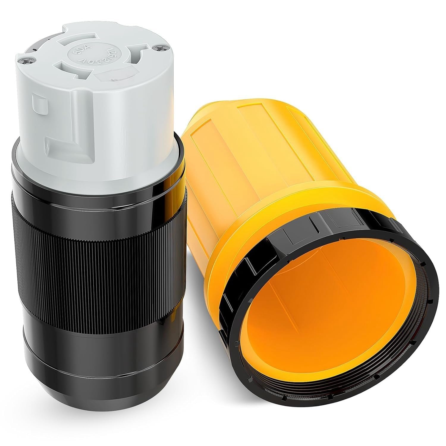 THE WHITE SHOP 50AMP RV Power Cord Twist Lock Plug with Boot Locking Cover 125/250V Listed Female Locking Shore Replacement Inlet for RV Camper Caravan Trailer Van(Size : 50a)