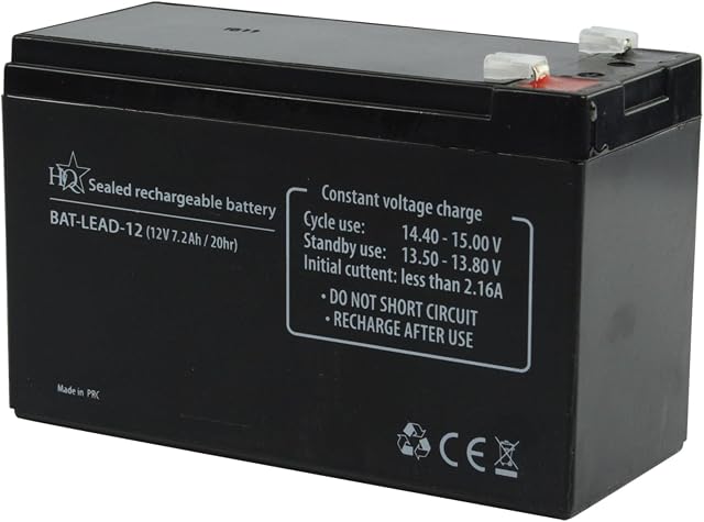 HQ BAT-LEAD-12 12V 7.2Ah Universal Sealed Rechargeable Lead Acid Battery