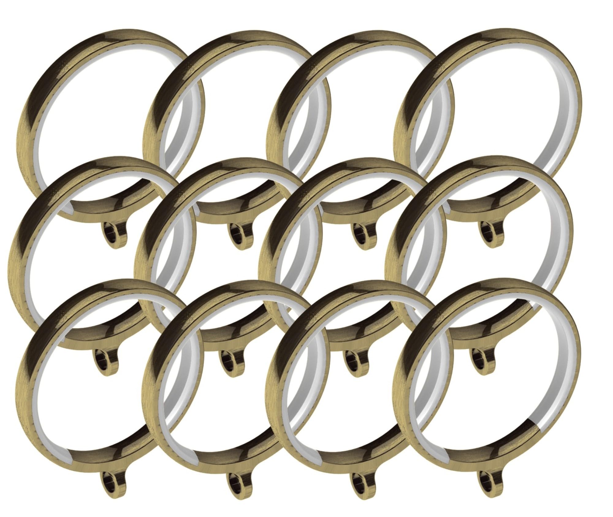 Swish Antique Brass Design Studio Luxury Lined Curtian Rings, For Use On 35Mm Curtain Pole (12, )