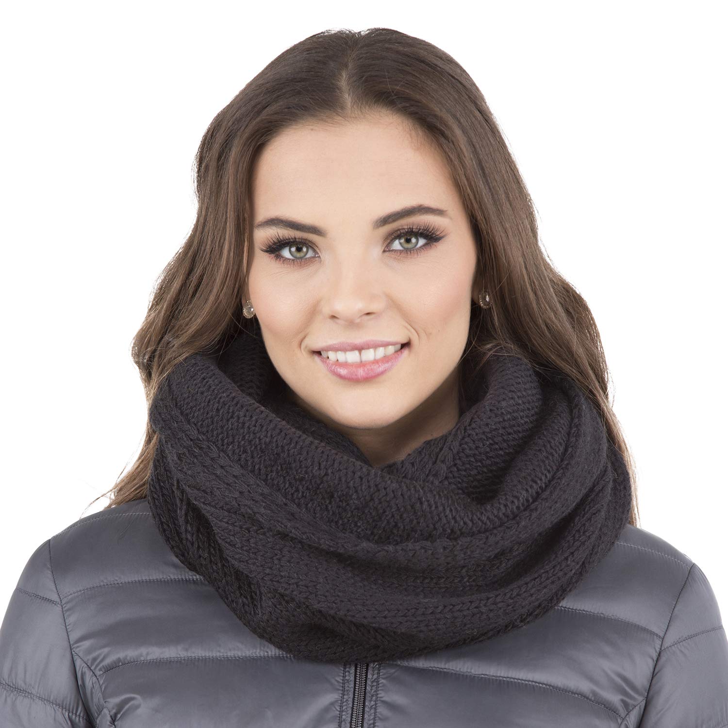 Vivisence Stylish And Elegant Women’S Winter Snood Scarf Thick And Warm For Ultimate Comfort Crafted Perfect Accessory For Staying Cozy And Chic During Cold Weather, Black,UNI