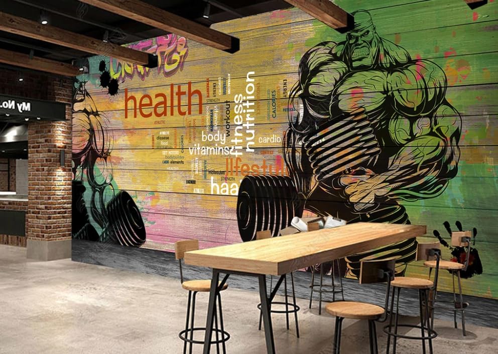 Papier peint intissé haut de gamme poster géant mural de fitness pour chambre et salon