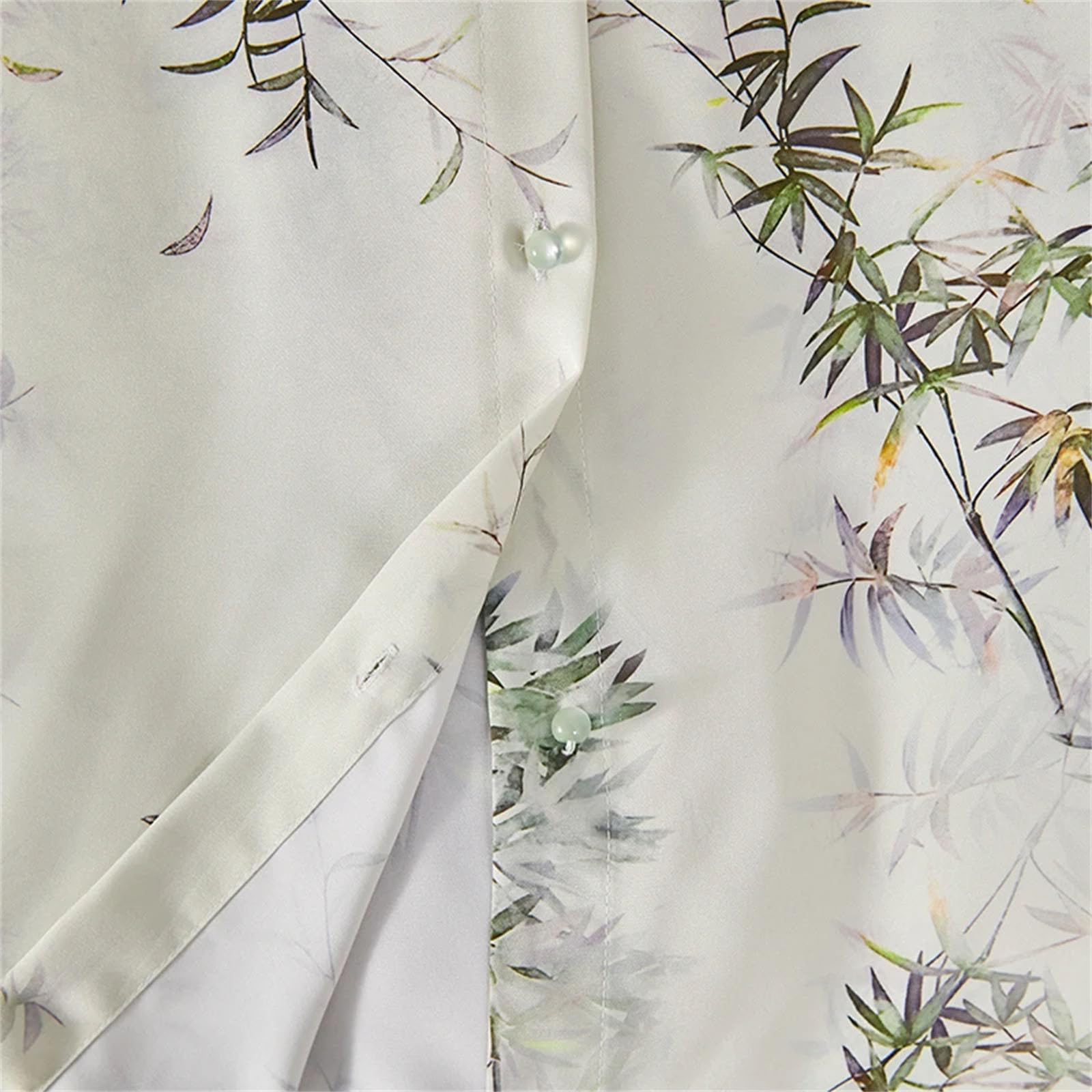 Blusas de estilo chino vintage para mujer, con cuello redondo, estampado floral de seda