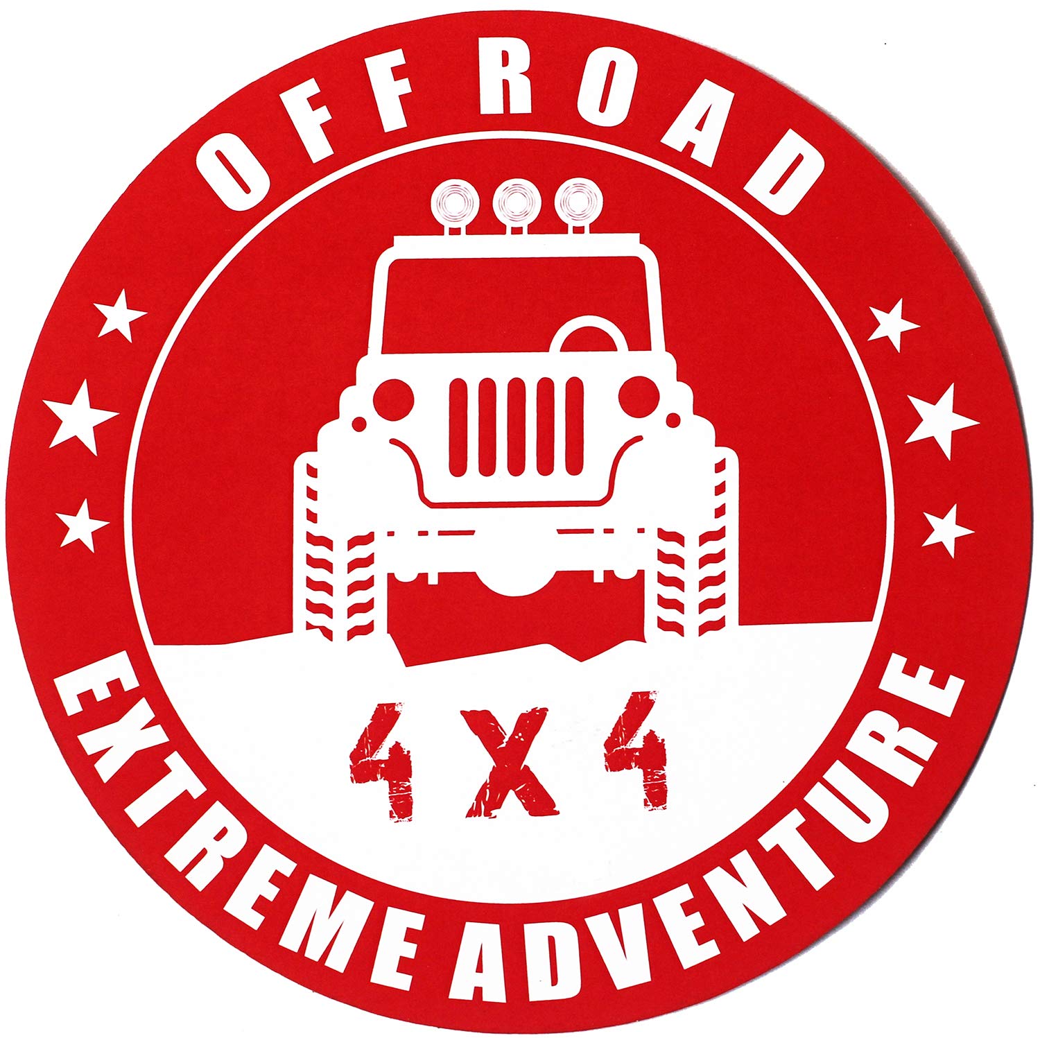 FameUs Car Wall Door Sticker Printed On Both Side, Quoted Off Road Extreme Adventure, Made Up of 300 GSM Paper, Color - Red & White, Size- 5.5 Inch Diameter