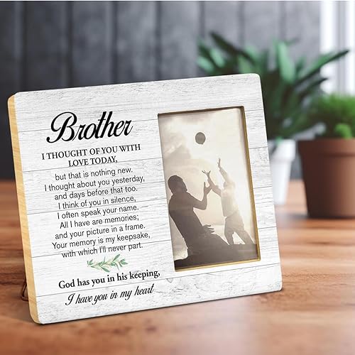 Miniatura 7 de Yuzi-n Regalos conmemorativos para hermanos, regalos de condolencias por la pérdida de hermano, marco de madera para fotos de 4 x 6 pulgadas