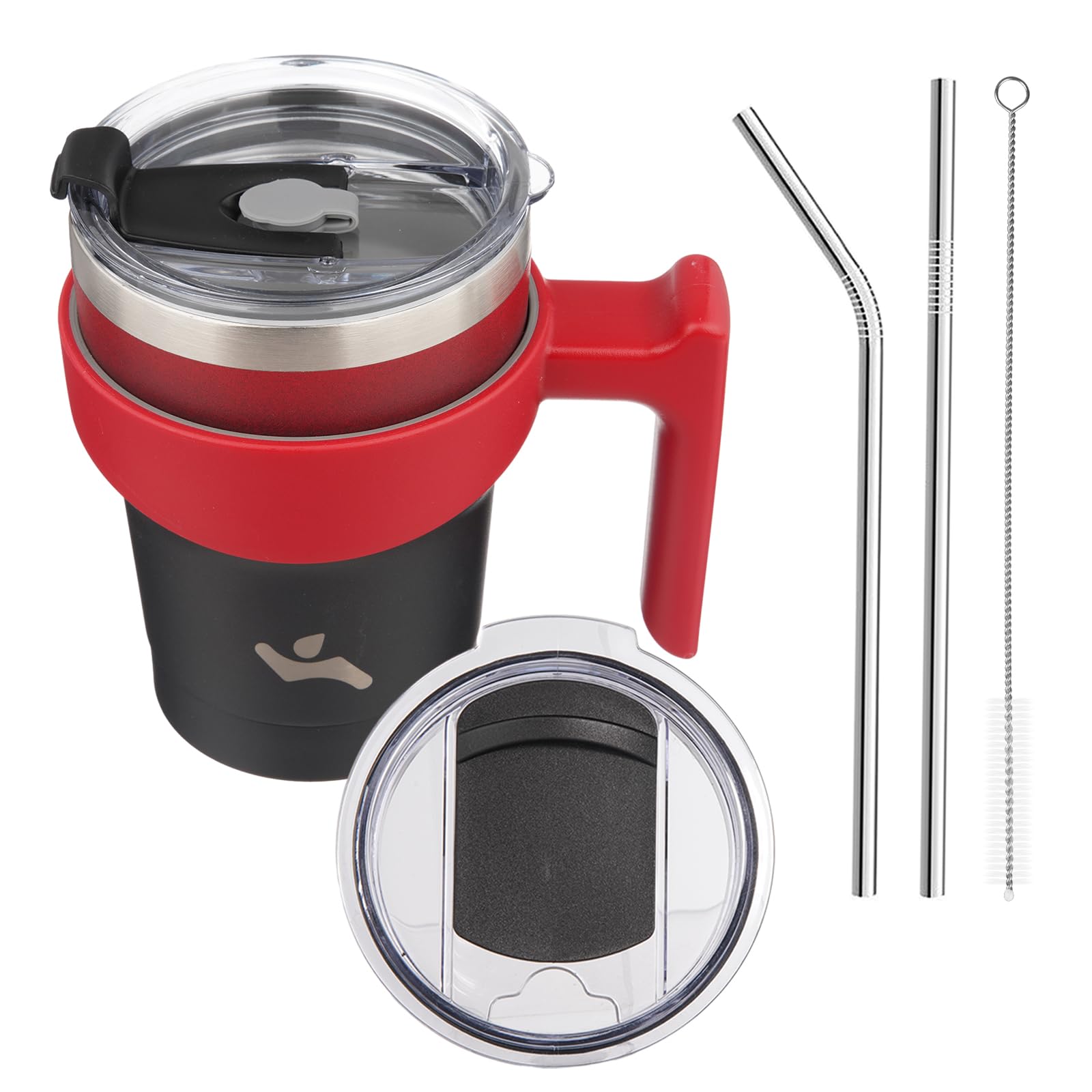 Konokyo 10 oz Tumbler with Handle and Straw, Insulated Travel Mug