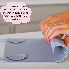 The Table Tyke Silicone Suction Placemat | Teething Edge Bumper/Spill Stopper | Dishwasher Safe, Travel Ready, Fits Highchairs | Suction Cup Activity Mat for Babies & Toddlers | BPA Free (Ballet Pink)