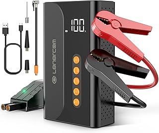 Jump Starter with Air Compressor,1000A 10400mAh (up to 6L Gas or 3L Diesel Engines) 150PSI Tire Inflator,12V Car Jump Starter Battery Booster with Fast Battery Charger 3.0