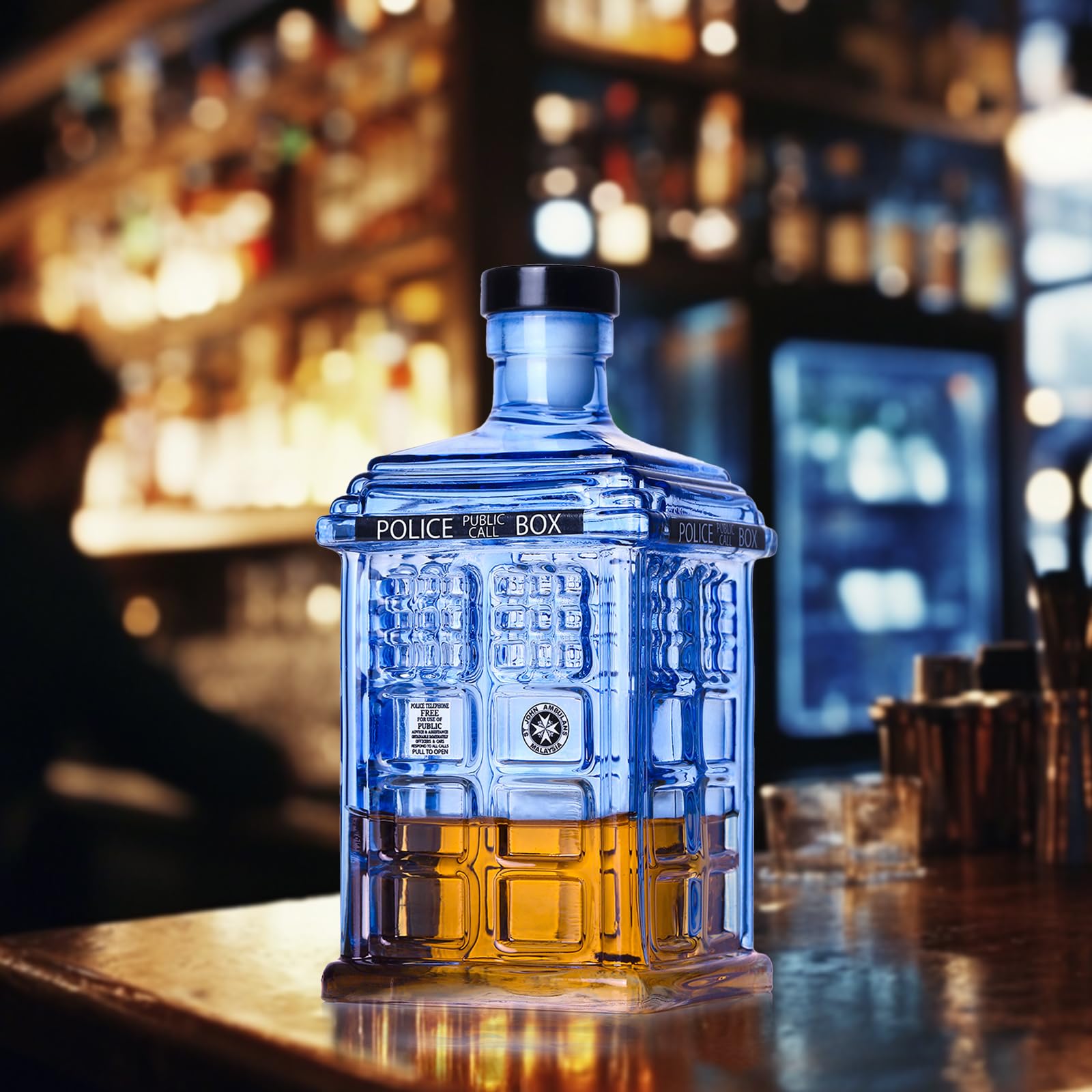 Valentines Birthday Gifts for Men Dad, Tardis Police Box Whiskey Decanter Sets for Men, Spacecraft Limited Edition, Unique Guys Brother Gift Ideas, Liquor Decanter for Bar?Retirement Gifts