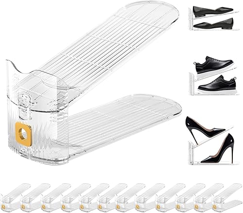 Paquete de 12 ranuras para zapatos, organizador para armario, apilador de zapatos, organizador para armario, ahorro de espacio, organizador de