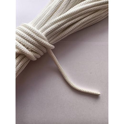 7418 Diamond Braided Cords Rope Polyester HT/Nylon Rope | 6/7mm Size | Bright White | Double Braided Rope| Flag line Purpose | Tent | Gardening uses | 1 x 16 Meter Length | No Cotton Mixed