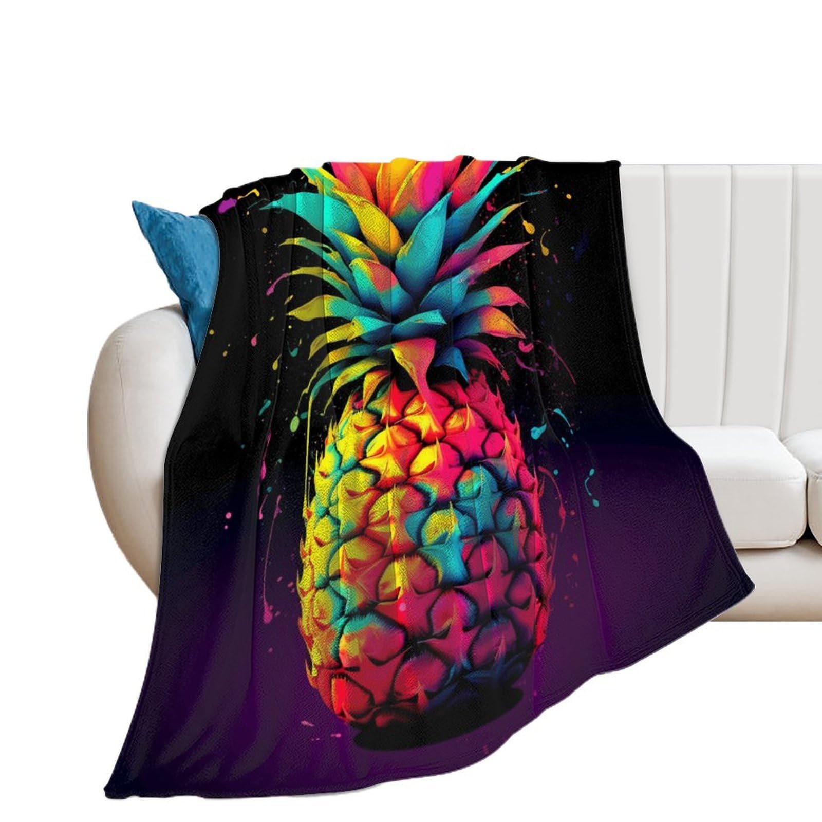 Couverture lit chaude ananas colorée et plaid pelucheux toutes saisons