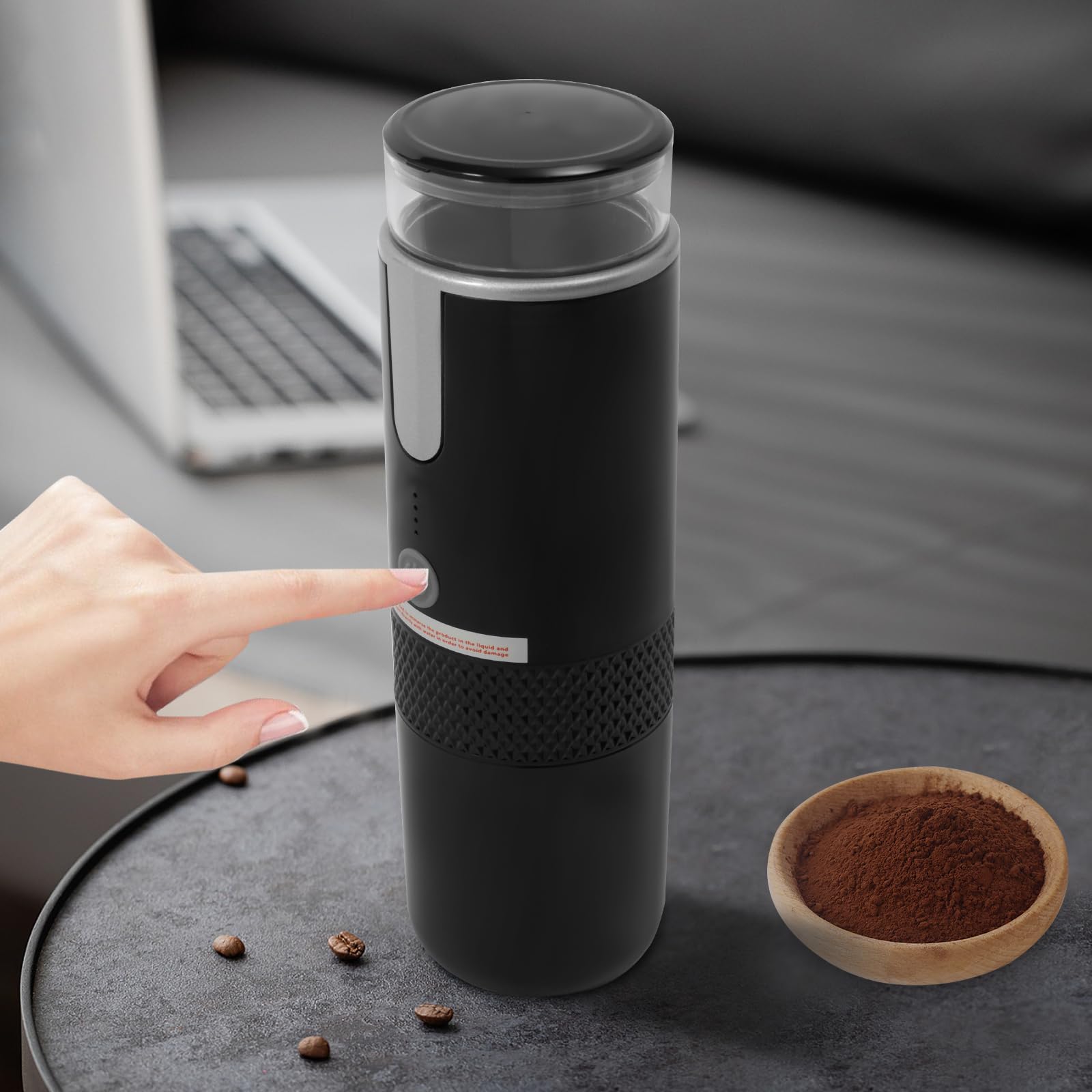 Cafetera de café portátil eléctrica recargable de 12 V con calefacción de un solo toque, compatible con cápsulas NS y café molido para viajes de camping en casa