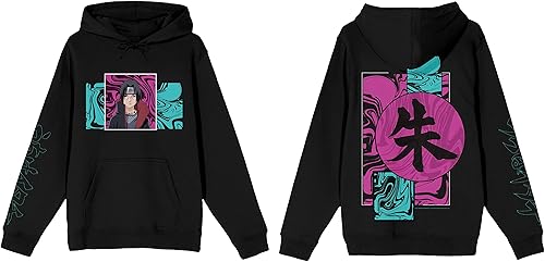 Sudadera negra Naruto Shippuden Itachi Paint Background para hombre