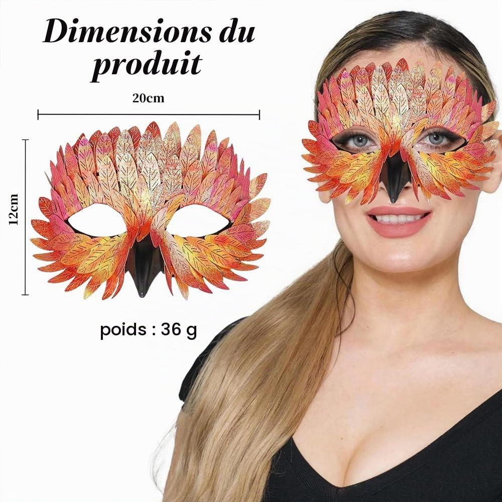 Masque Bal Masqué Femme Coloré Plumes Masque Venitien Carnaval Accessoire Soirée Déguisement Élégance et Mystère