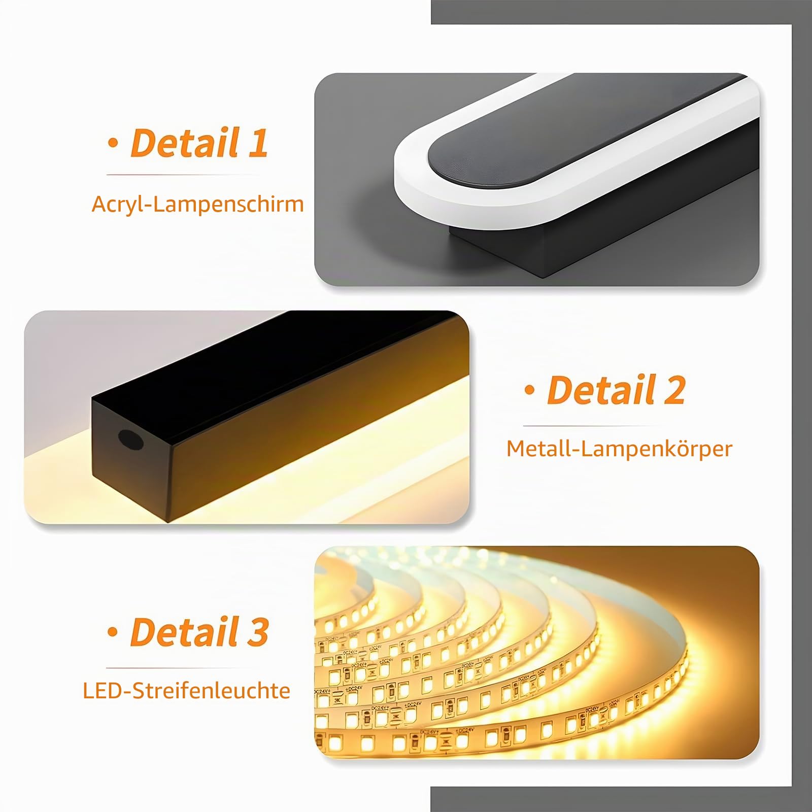 LED Wandleuchte Innen Dimmbar,32W Wandlampe mit Fernbedienung 2.4GHz,10-100% Helligkeitseinstellung Wandleuchte Schwarz für Schlafzimmer Wohnzimmer Korridor Treppenhaus,80CM 110-240V