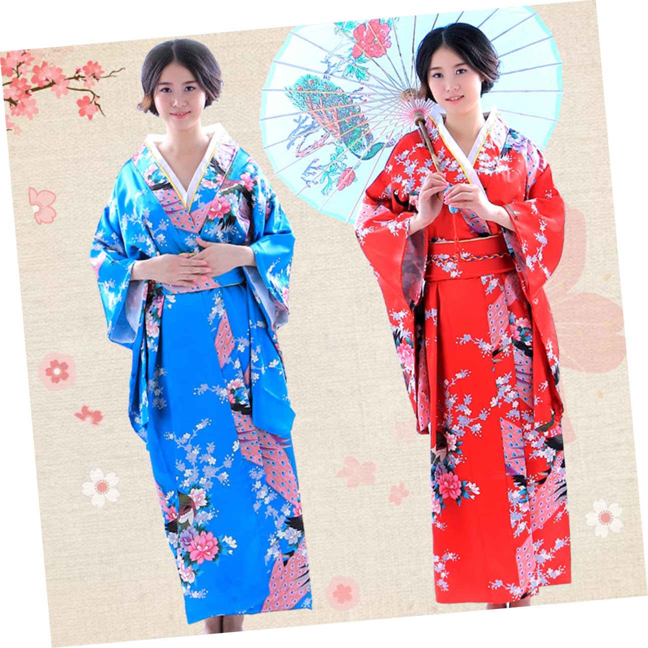 Kimono Colore Celeste Tradizionale Donna in Tessuto con Abbinata Design Monopezzo Versatile e Portabile per Abbigliamento o Spettacoli