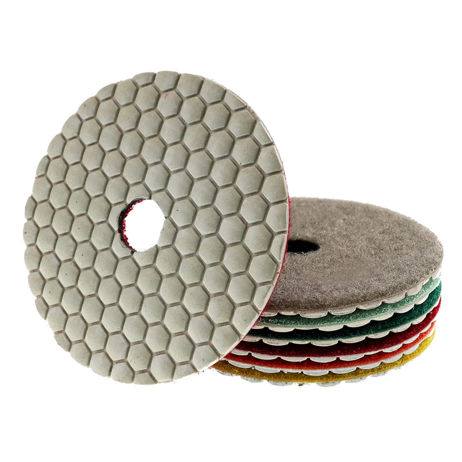 Almohadillas pulidoras de diamante, Juego de 7 almohadillas de pulido en seco de 4 pulgadas y 100 mm, almohadillas de pulido de diamante flexibles for granito, mármol, piedra, hormigón, disco de lijad